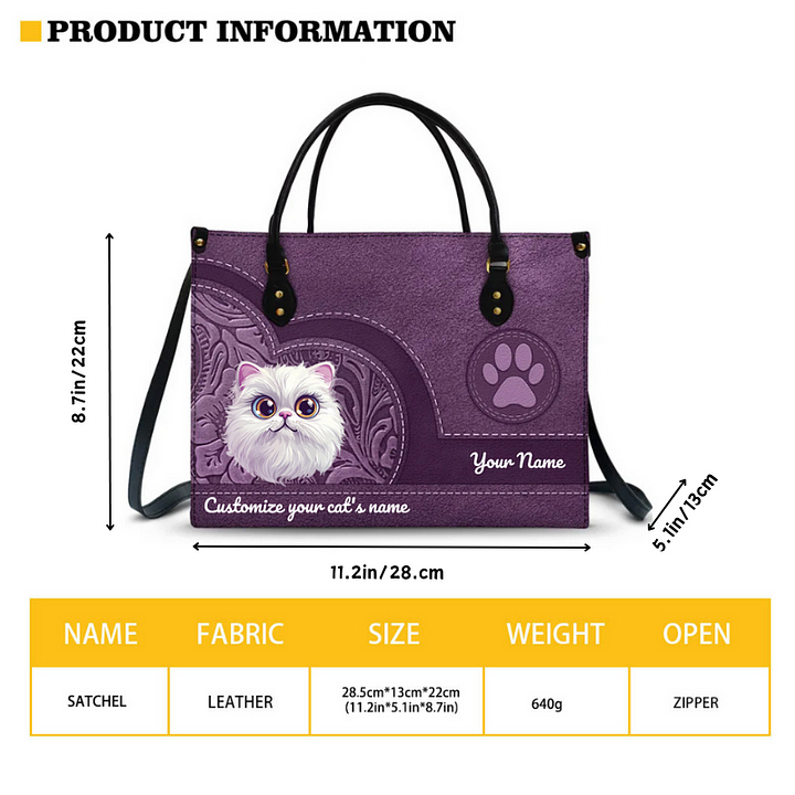 Cat Mother Cat Lovers Personalized Leather Bag