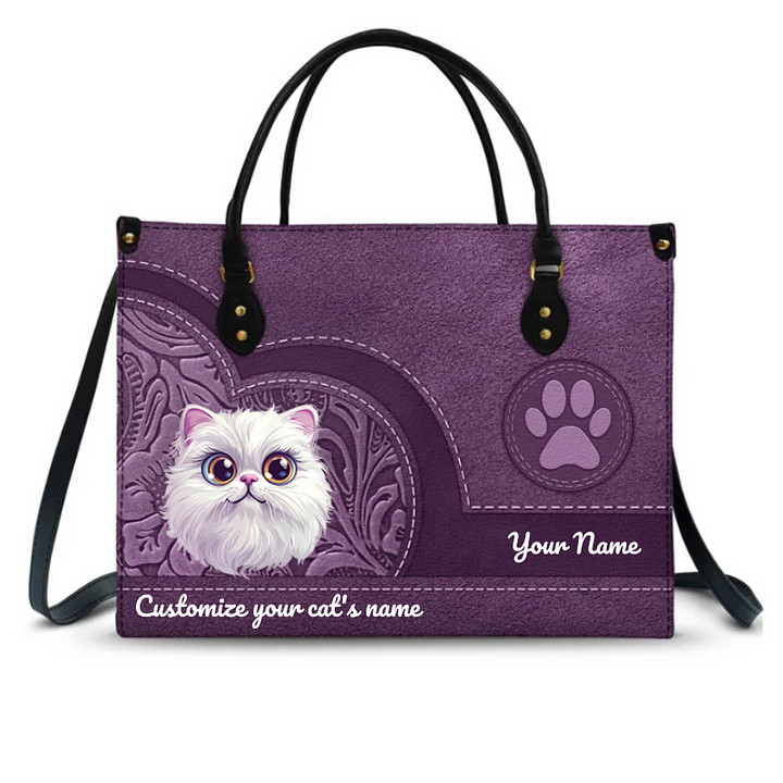 Cat Mother Cat Lovers Personalized Leather Bag