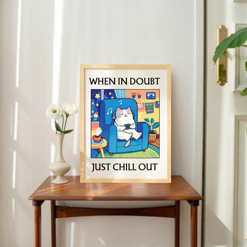 'WHEN IN DOUBT JUST CHILL OUT' Cat Print