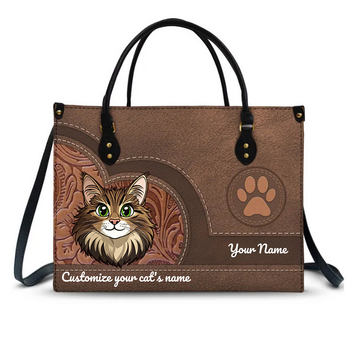 Cat Mother Cat Lovers Personalized Leather Bag