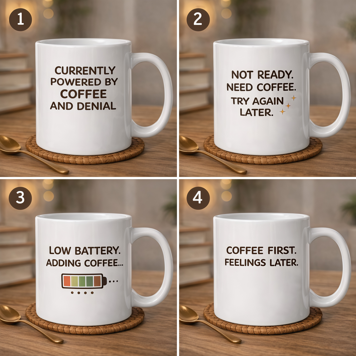 Cute Panda Coffee Mug - 4 Funny Back Quote Options