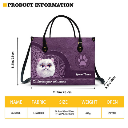 Cat Mother Cat Lovers Personalized Leather Bag