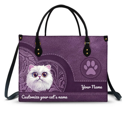 Cat Mother Cat Lovers Personalized Leather Bag
