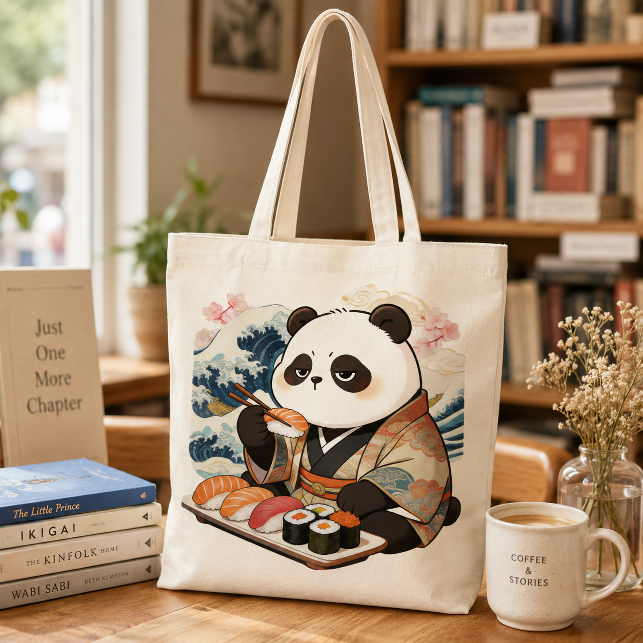 Sushi Panda Canvas Tote Bag