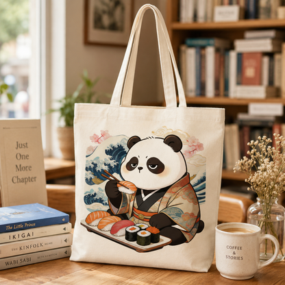 Sushi Panda Canvas Tote Bag
