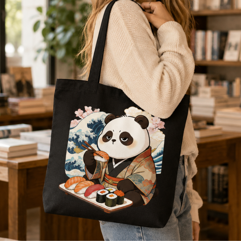 Sushi Panda Canvas Tote Bag