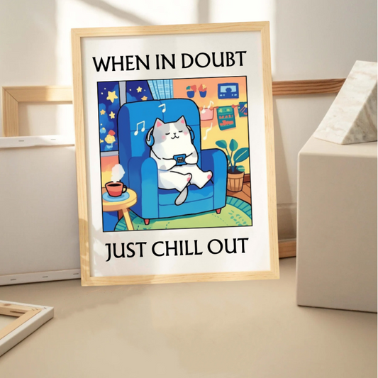 'WHEN IN DOUBT JUST CHILL OUT' Cat Print