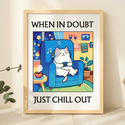 'WHEN IN DOUBT JUST CHILL OUT' Cat Print