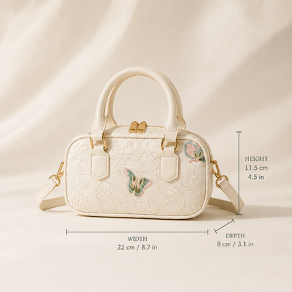 Ivory Butterfly Silk Brocade Mini Bag