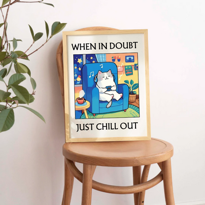 'WHEN IN DOUBT JUST CHILL OUT' Cat Print