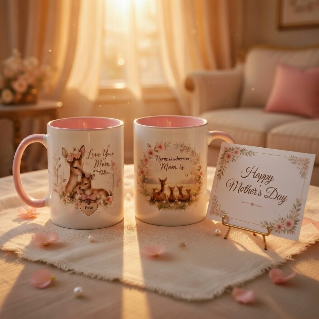 Personalized Deer Mom Mug – Love You Mom & Kids Names