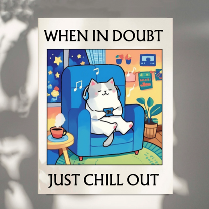 'WHEN IN DOUBT JUST CHILL OUT' Cat Print