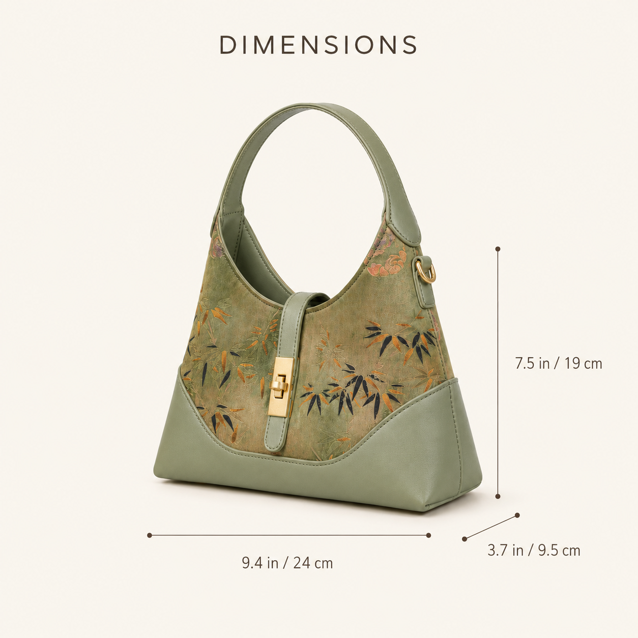 Green Bamboo Silk & Leather Shoulder Bag