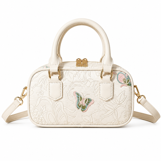 Ivory Butterfly Silk Brocade Mini Bag