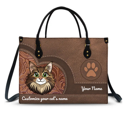Cat Mother Cat Lovers Personalized Leather Bag