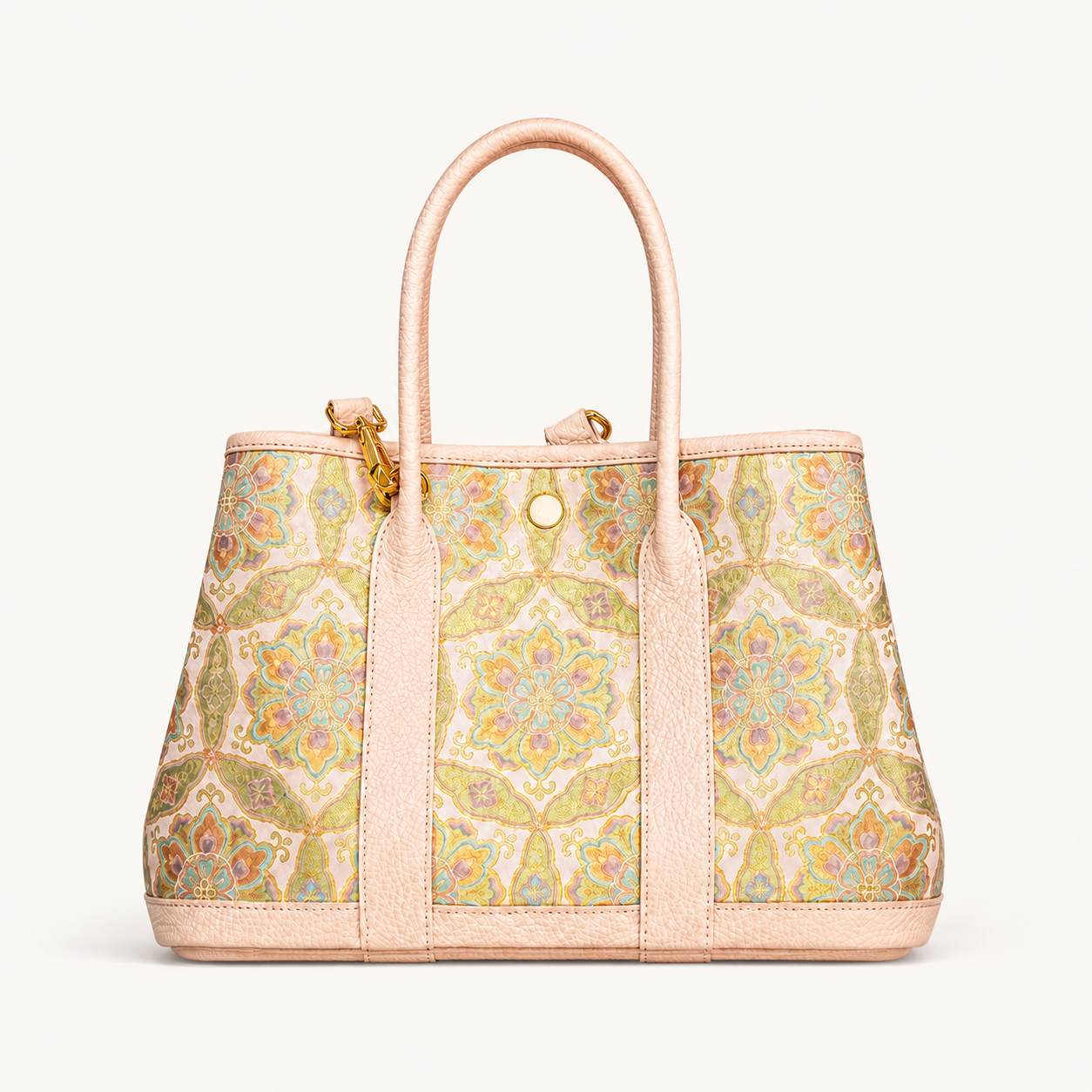 Golden Palace Silk Brocade & Leather Tote Bag