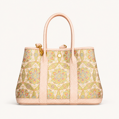 Golden Palace Silk Brocade & Leather Tote Bag