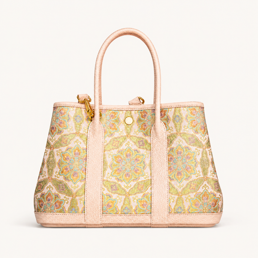 Golden Palace Silk Brocade & Leather Tote Bag
