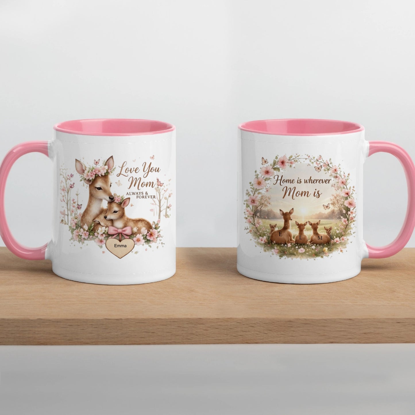 Personalized Deer Mom Mug – Love You Mom & Kids Names