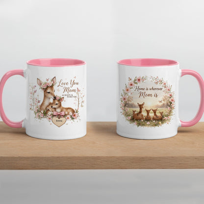 Personalized Deer Mom Mug – Love You Mom & Kids Names