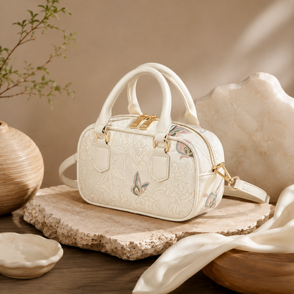 Ivory Butterfly Silk Brocade Mini Bag