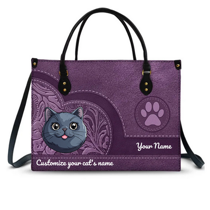Cat Mother Cat Lovers Personalized Leather Bag
