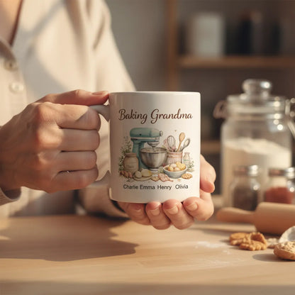 Baking Grandma - Personalized Baking Mug for Grandma, Custom Name Gift from Grandkids