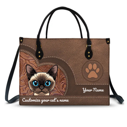 Cat Mother Cat Lovers Personalized Leather Bag