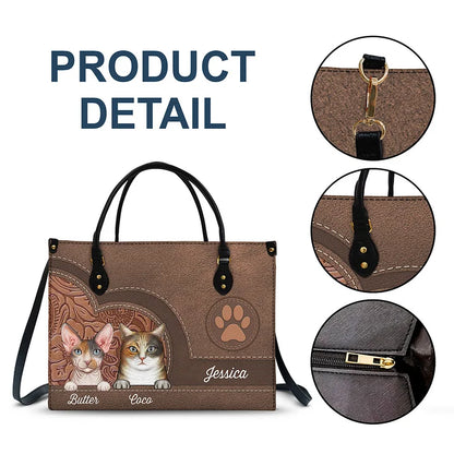 Cat Mother Cat Lovers Personalized Leather Bag