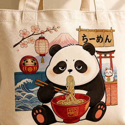 Ramen Panda Canvas Tote Bag