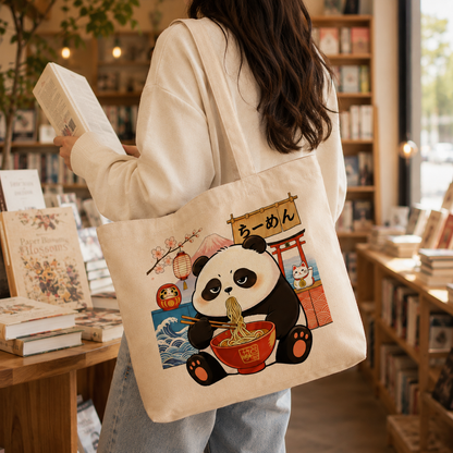 Ramen Panda Canvas Tote Bag