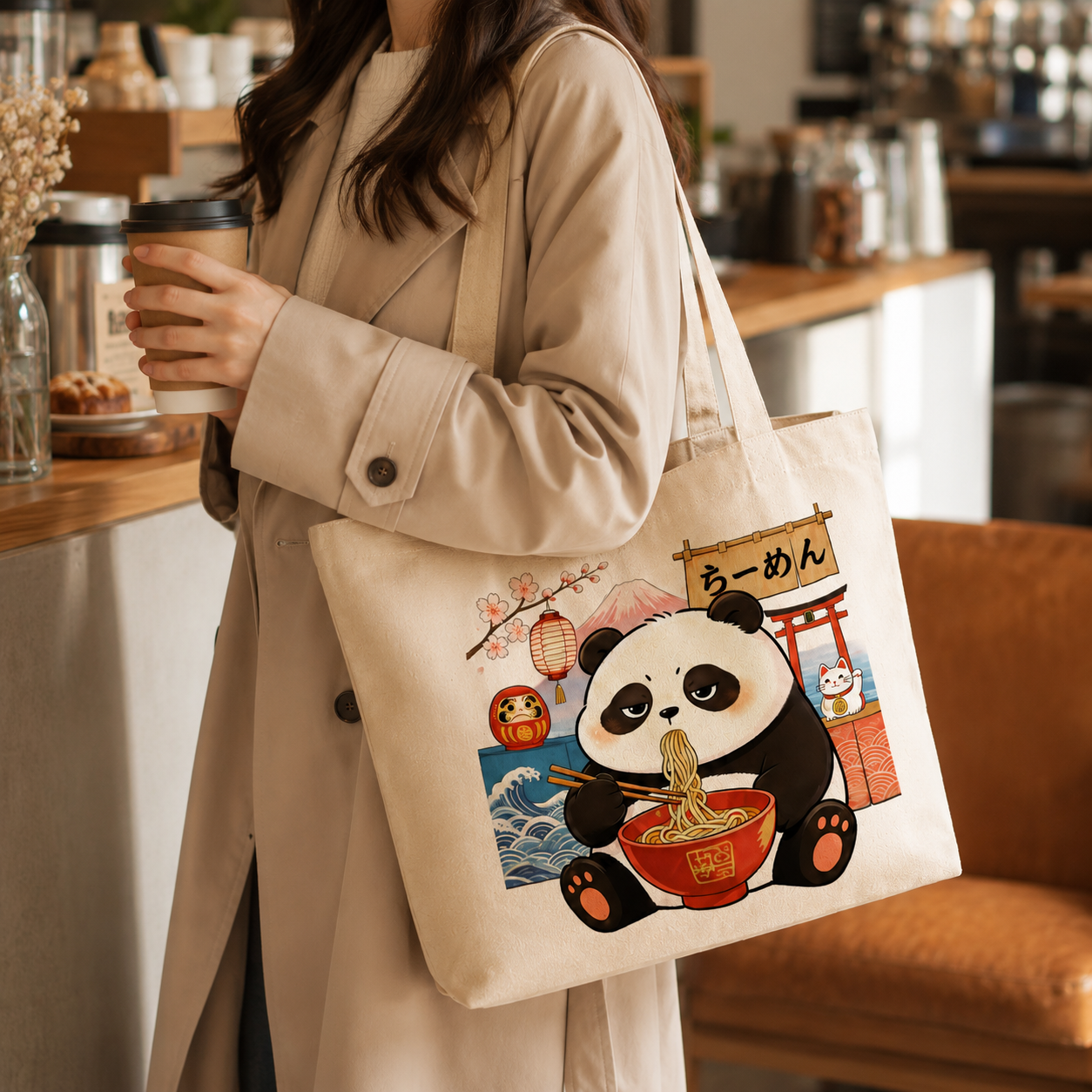 Ramen Panda Canvas Tote Bag