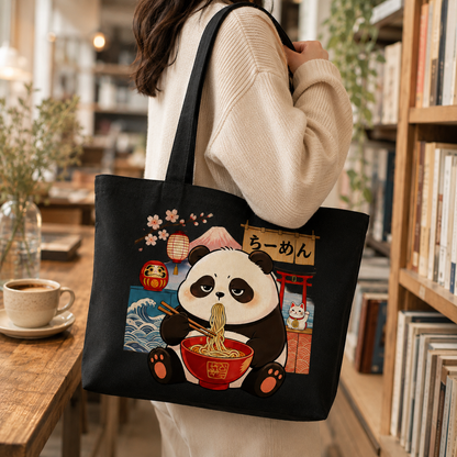 Ramen Panda Canvas Tote Bag