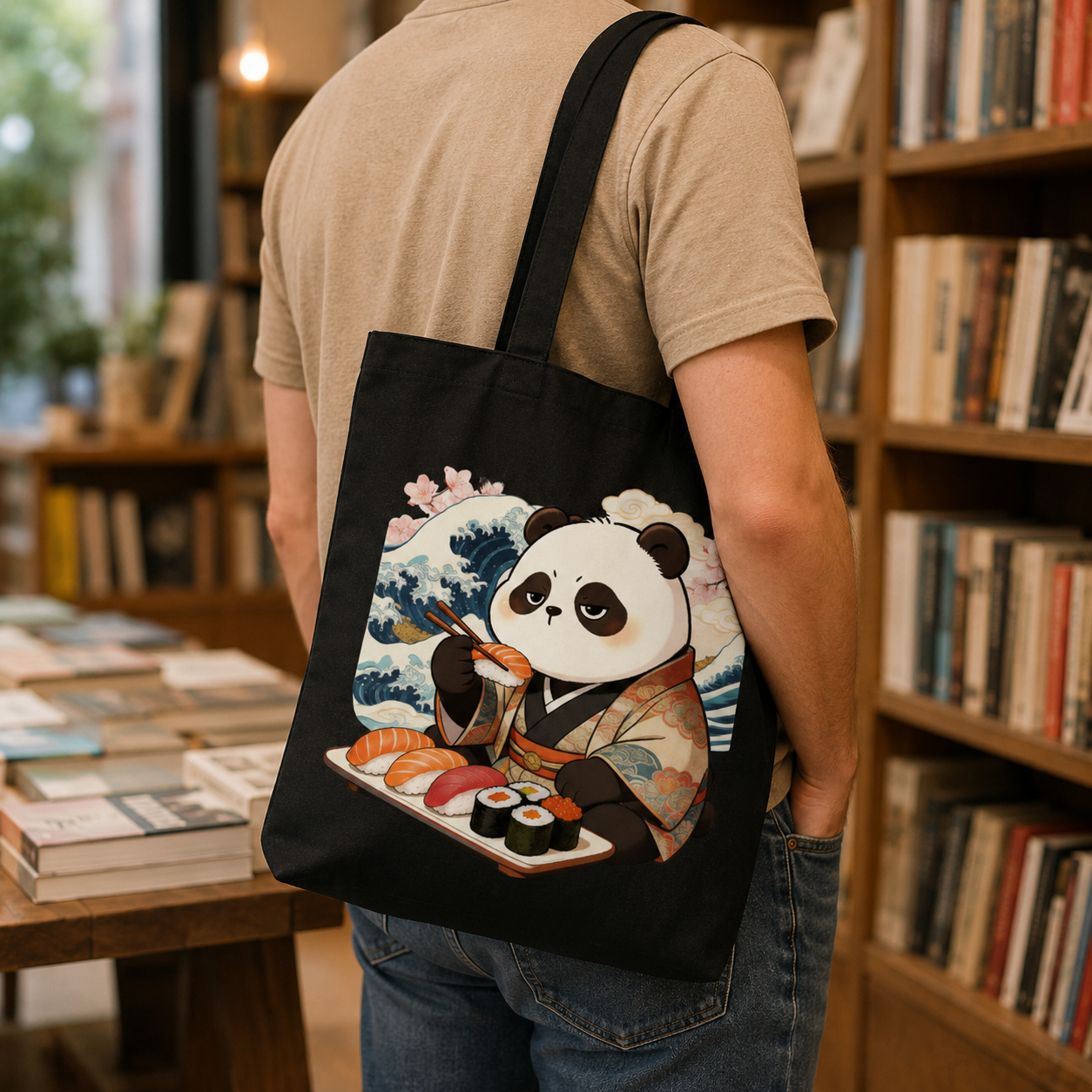 Sushi Panda Canvas Tote Bag