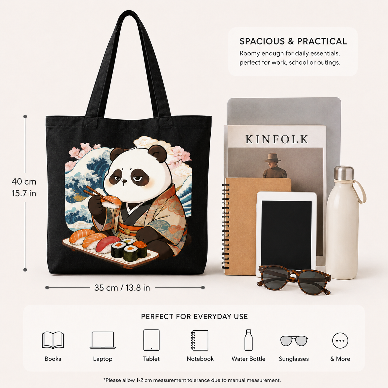 Sushi Panda Canvas Tote Bag
