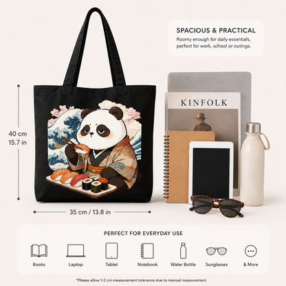Sushi Panda Canvas Tote Bag