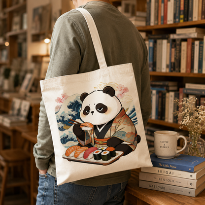 Sushi Panda Canvas Tote Bag