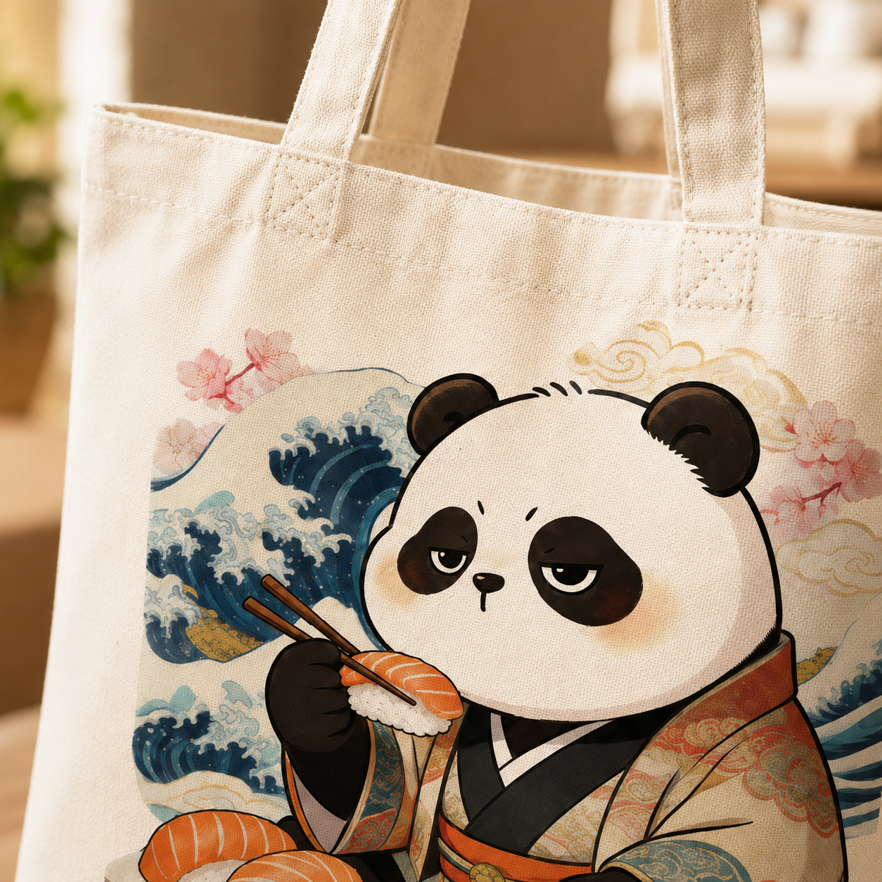 Sushi Panda Canvas Tote Bag