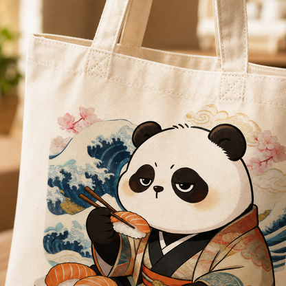 Sushi Panda Canvas Tote Bag