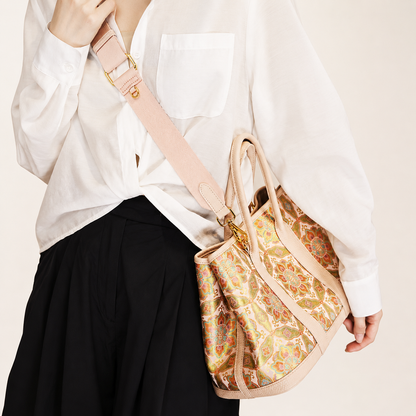 Golden Palace Silk Brocade & Leather Tote Bag