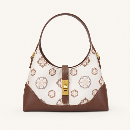 Ivory Floral Song Brocade & Leather Shoulder Bag