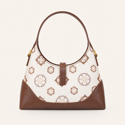 Ivory Floral Song Brocade & Leather Shoulder Bag