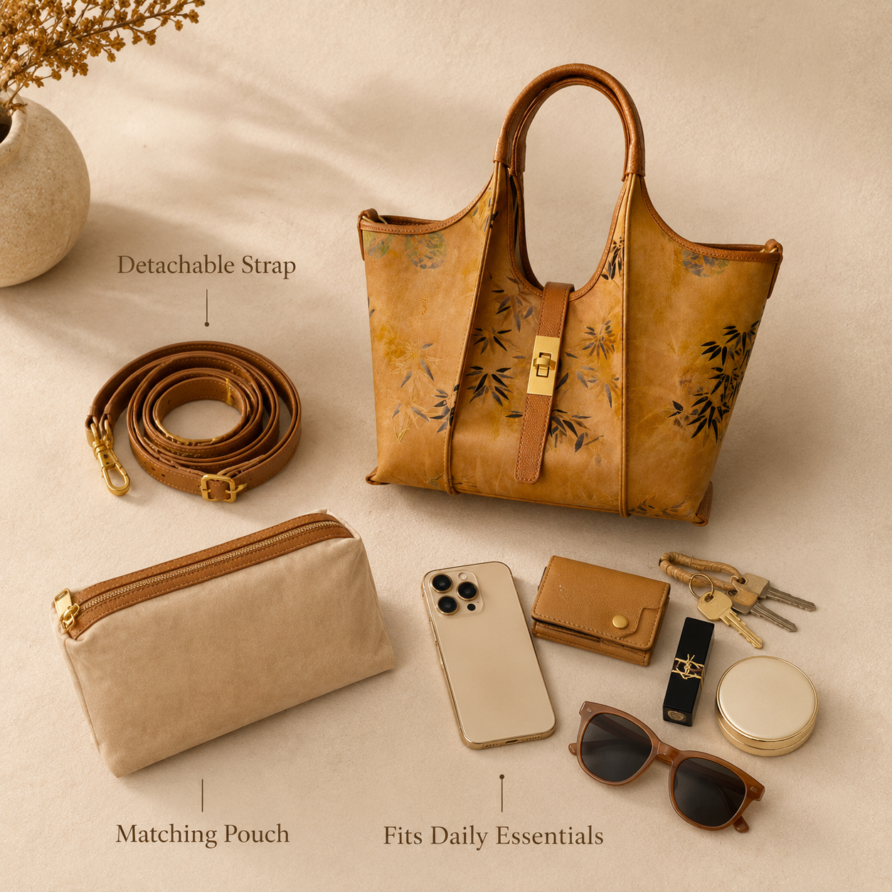 Shang Yun Silk Leather Tote Bag