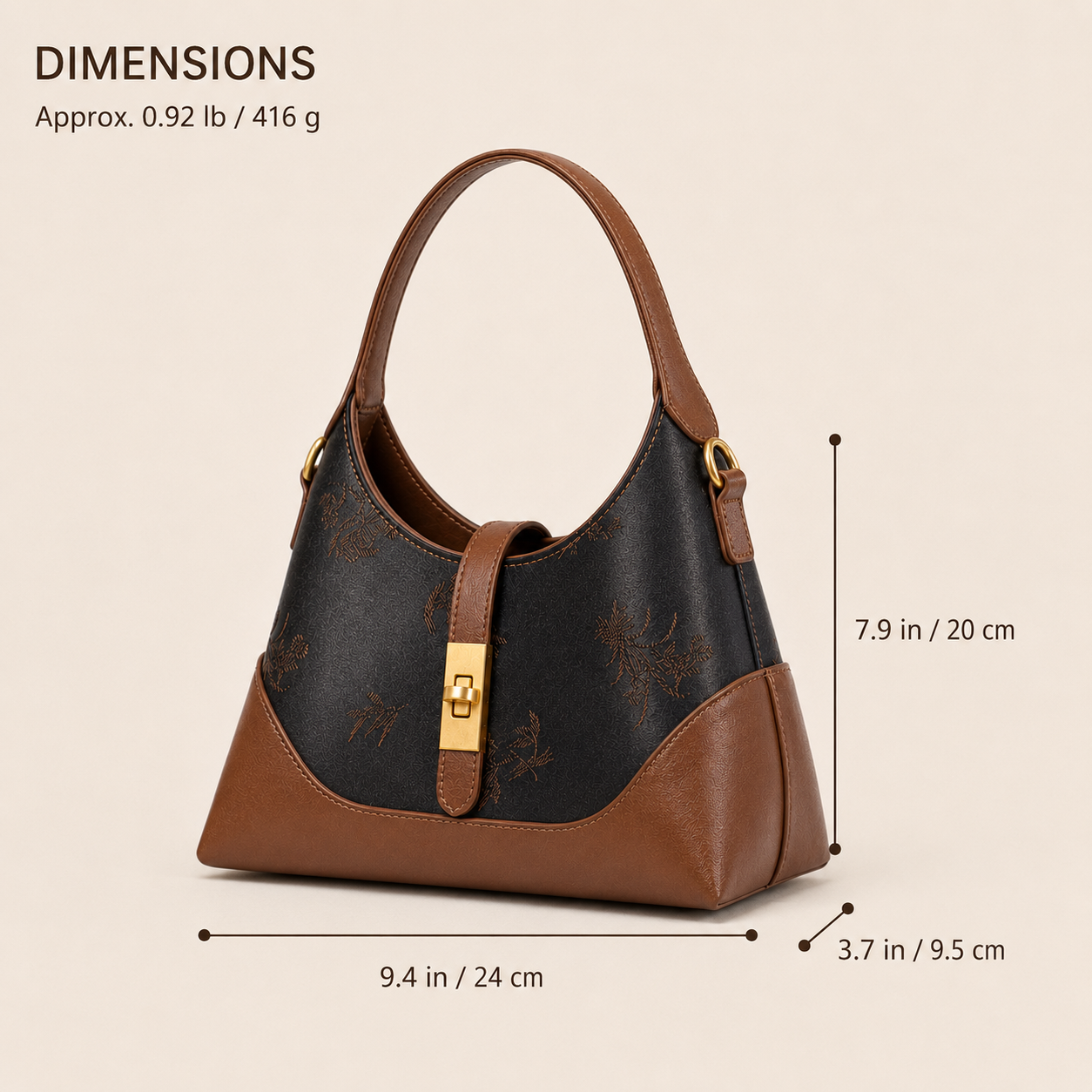 Black Shang Yun Silk & Leather Shoulder Bag