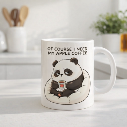 Cute Panda Coffee Mug - Of Course I Need My Apple Coffee