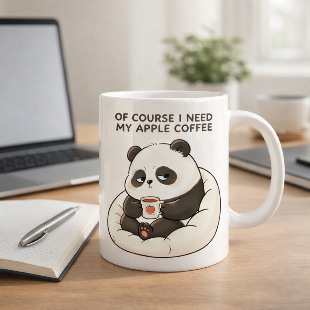 Cute Panda Coffee Mug - Of Course I Need My Apple Coffee