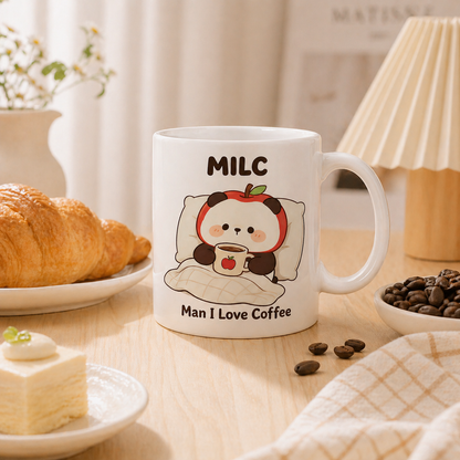 Cute Apple Panda Coffee Mug - Man I Love Coffee