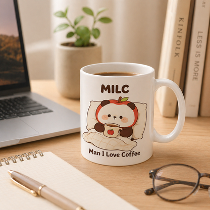 Cute Apple Panda Coffee Mug - Man I Love Coffee