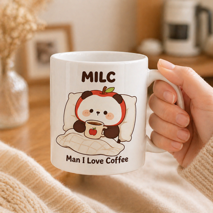 Cute Apple Panda Coffee Mug - Man I Love Coffee