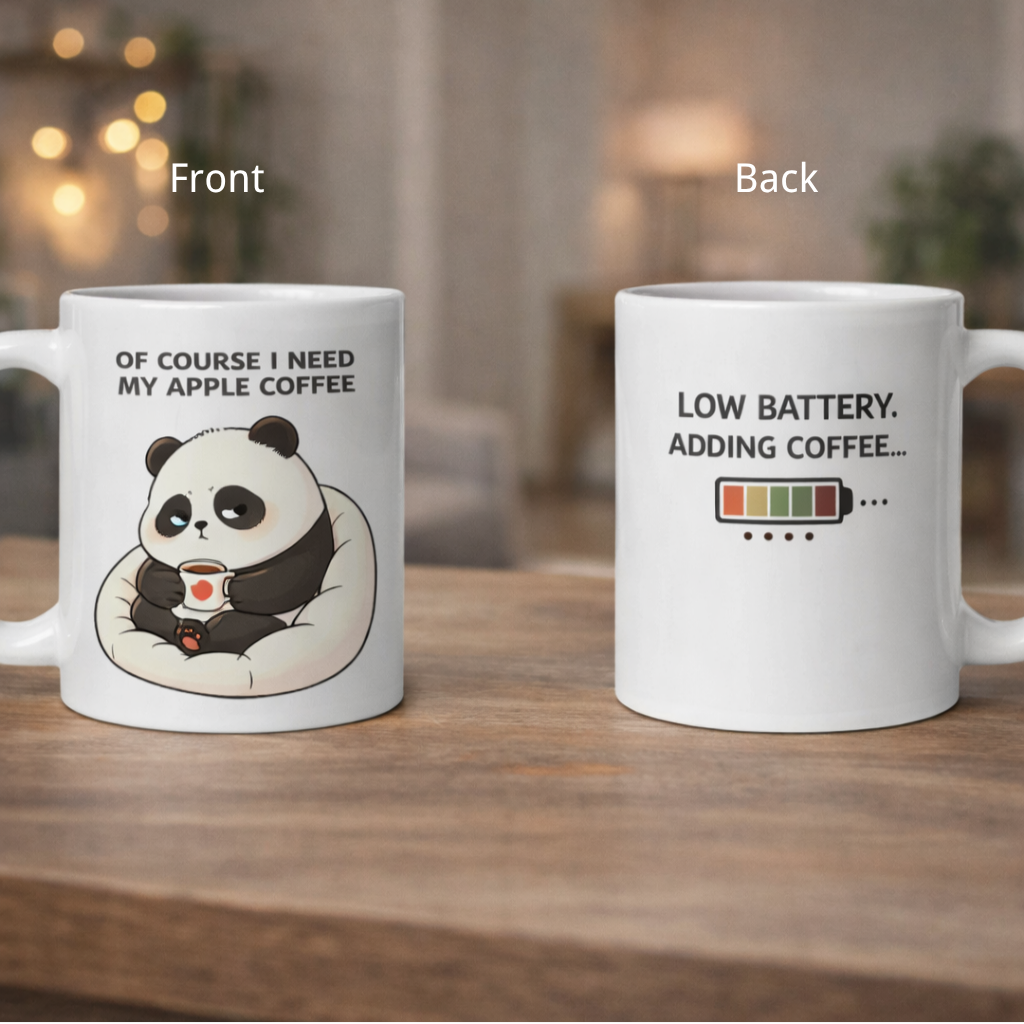 Cute Panda Coffee Mug - 4 Funny Back Quote Options